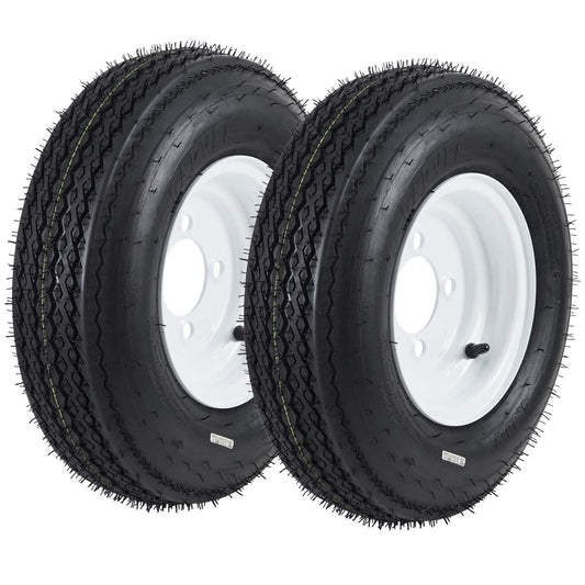 Garvee 4.80-8 Trailer Tire and Wheel Assembly, Heavy-Duty Load Range C 6PR, 8 Inch White Modular Wheel for Utility Boat Camper Trailers, Set of 2