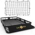 Garvee 64" x 39" x 6" Universal Roof Rack Basket with Cargo Net, Heavy Duty Luggage Holder for SUVs, Trucks, Vehicles, Black
