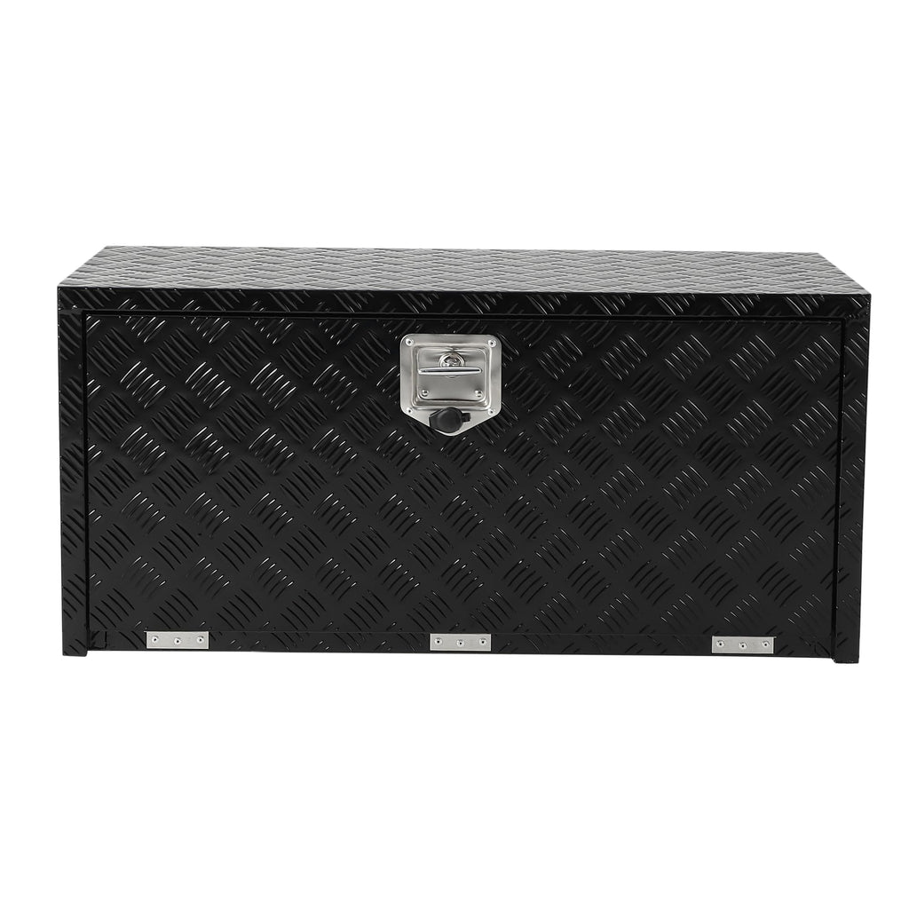 Garvee 30"X18" Heavy Duty Aluminum Underbody Tool Box, Waterproof Square Storage Chest for Pickup Truck Bed, RV Trailer, Black