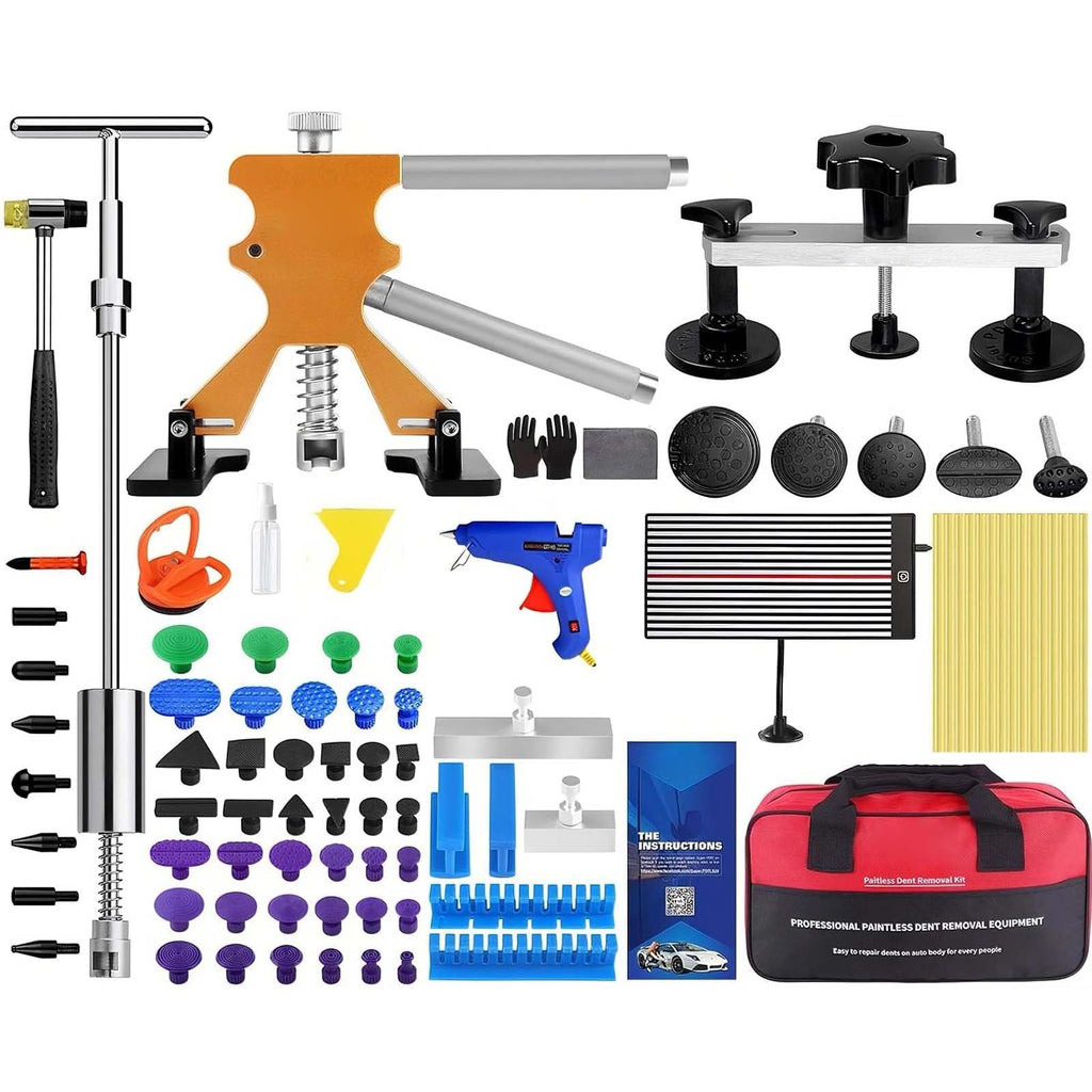 Garvee Auto Body Dent Repair Kit With Lifter, Bridge Puller, Rubber Hammer, T-Bar, Suction Cup For Auto Body Dent Removal, Durable Alloy Material, Paint-Friendly Design
