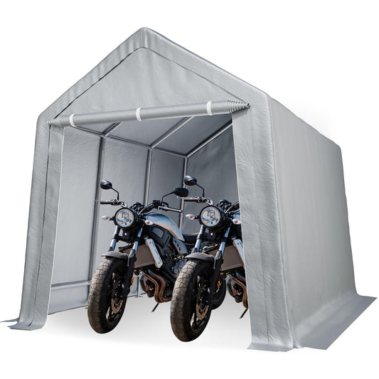 Garvee 8'x14' Portable Shed, Outdoor Storage Shelter with Metal Frame, Waterproof, Grey