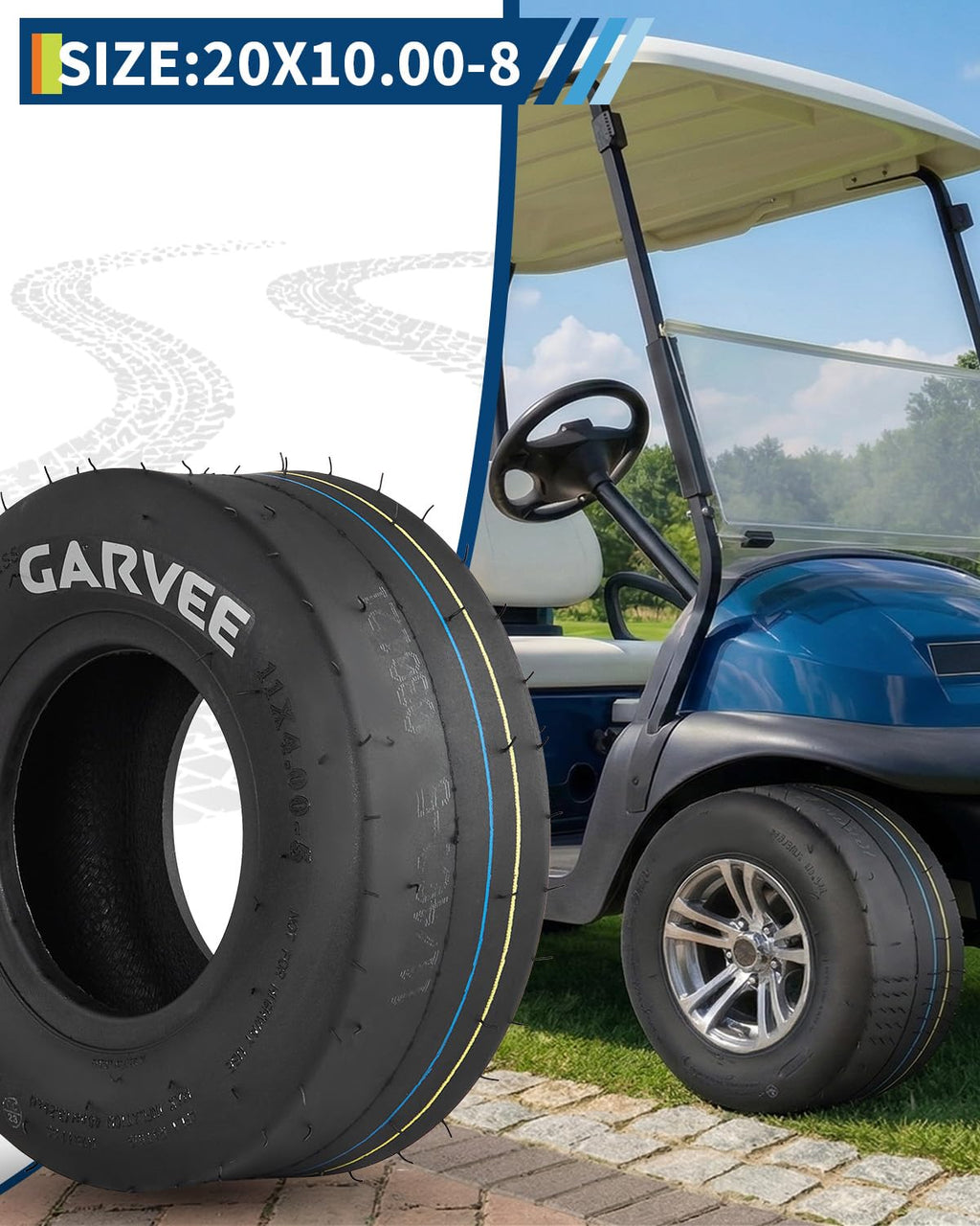 Garvee 2 Pack 11x4.00-5 Lawn Mower Tire Tubeless for Lawn & Garden Mowers, 4PR, Smooth Pattern, Black
