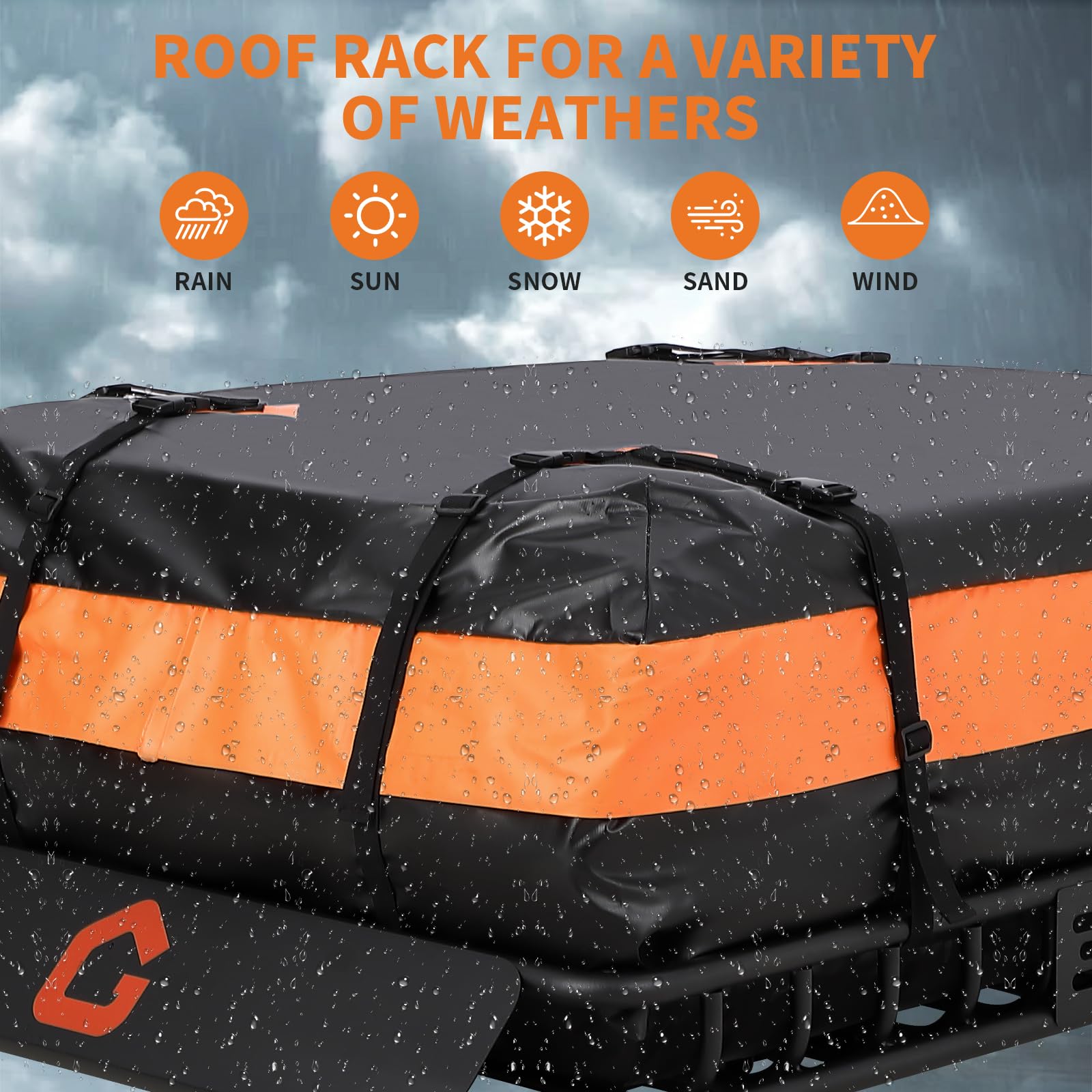 Garvee Roof Rack Cargo Carrier Basket Universal Rooftop 51''X36''X5'' Black with Cargo Net and Waterproof Bag for Pick Up Trucks, 200lbs Capacity