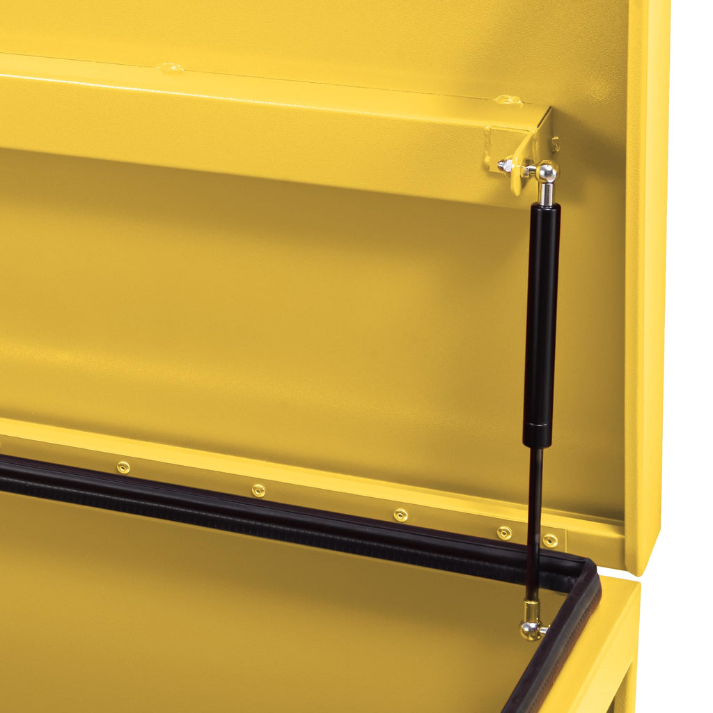 Garvee 48"x20"x20" Industrial Steel Truck Toolbox with Drawer, Lockable, Recessed Handles, Hydraulic Slow-Close Lid, Forklift Ready, Waterproof Heavy Duty Storage for Pickup Beds & Trailers, Yellow