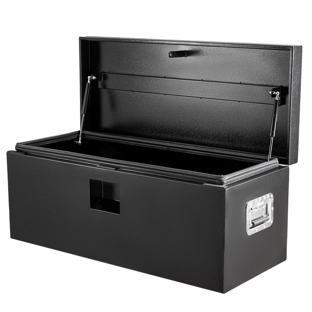 Garvee Black Steel Truck Bed Tool Box, 36"x15"x15", Weatherproof Storage Chest for Pickup, Truck, RV, Trailer