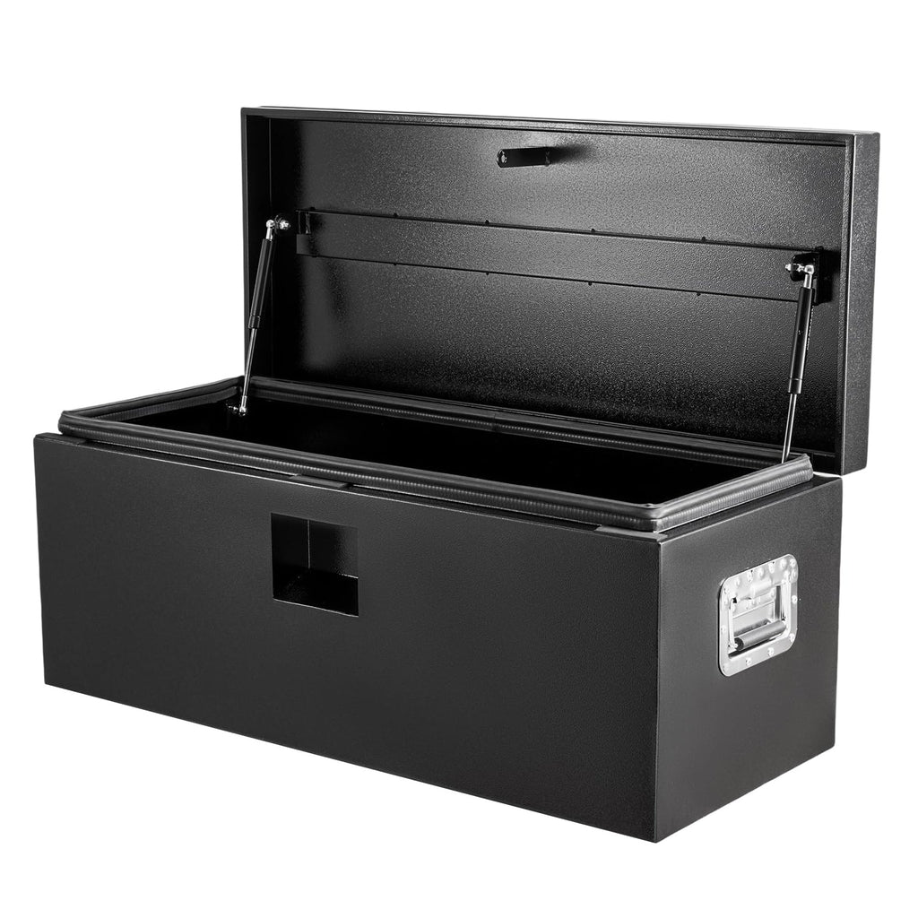 Garvee 24“X15"X15" Steel Truck Tool Box - Heavy-Duty, Dual Lids, Lockable, Weatherproof Storage for Pickup Truck Beds, RVs, and Trailers, Black
