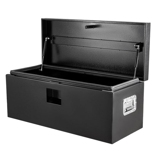 Garvee 24“X15"X15" Steel Truck Tool Box - Heavy-Duty, Dual Lids, Lockable, Weatherproof Storage for Pickup Truck Beds, RVs, and Trailers, Black
