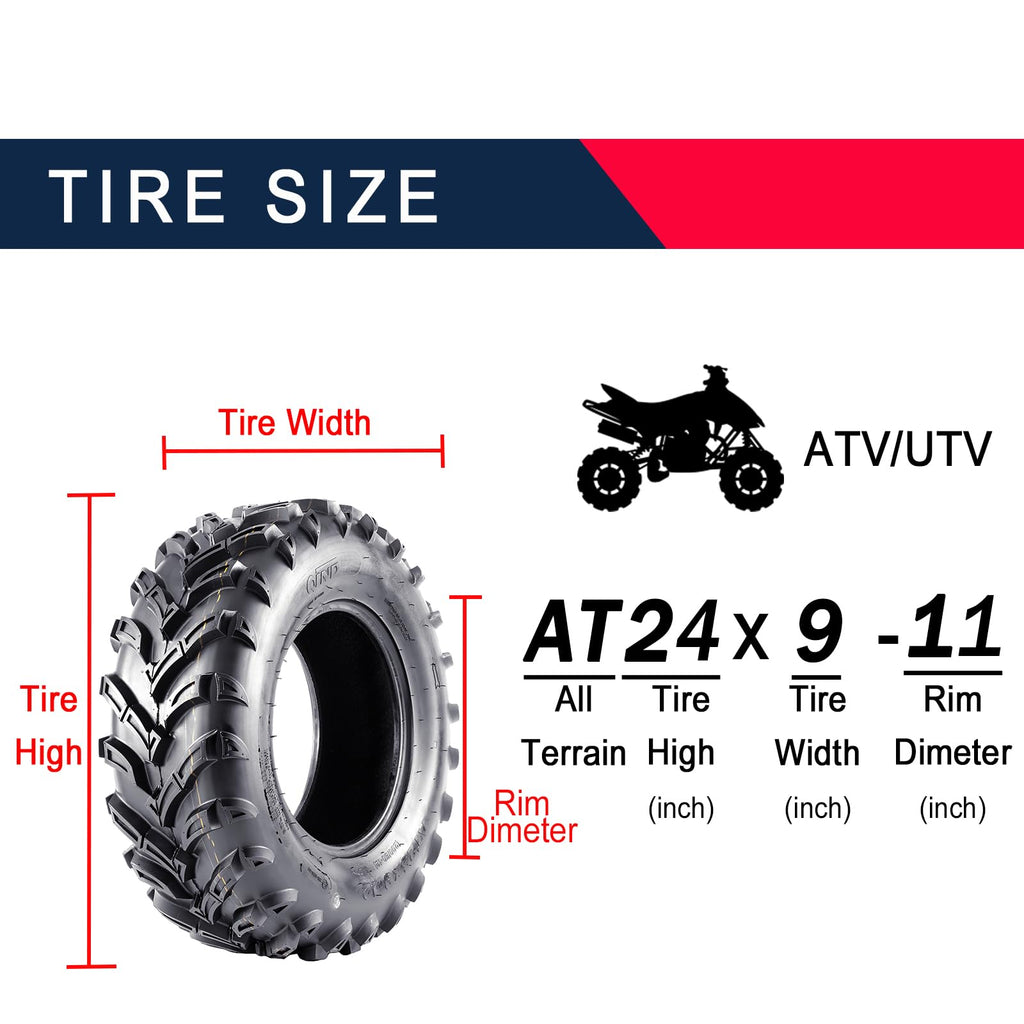 Garvee Atv Tires, AT24x9-11-6PR TL MARS Compatible with