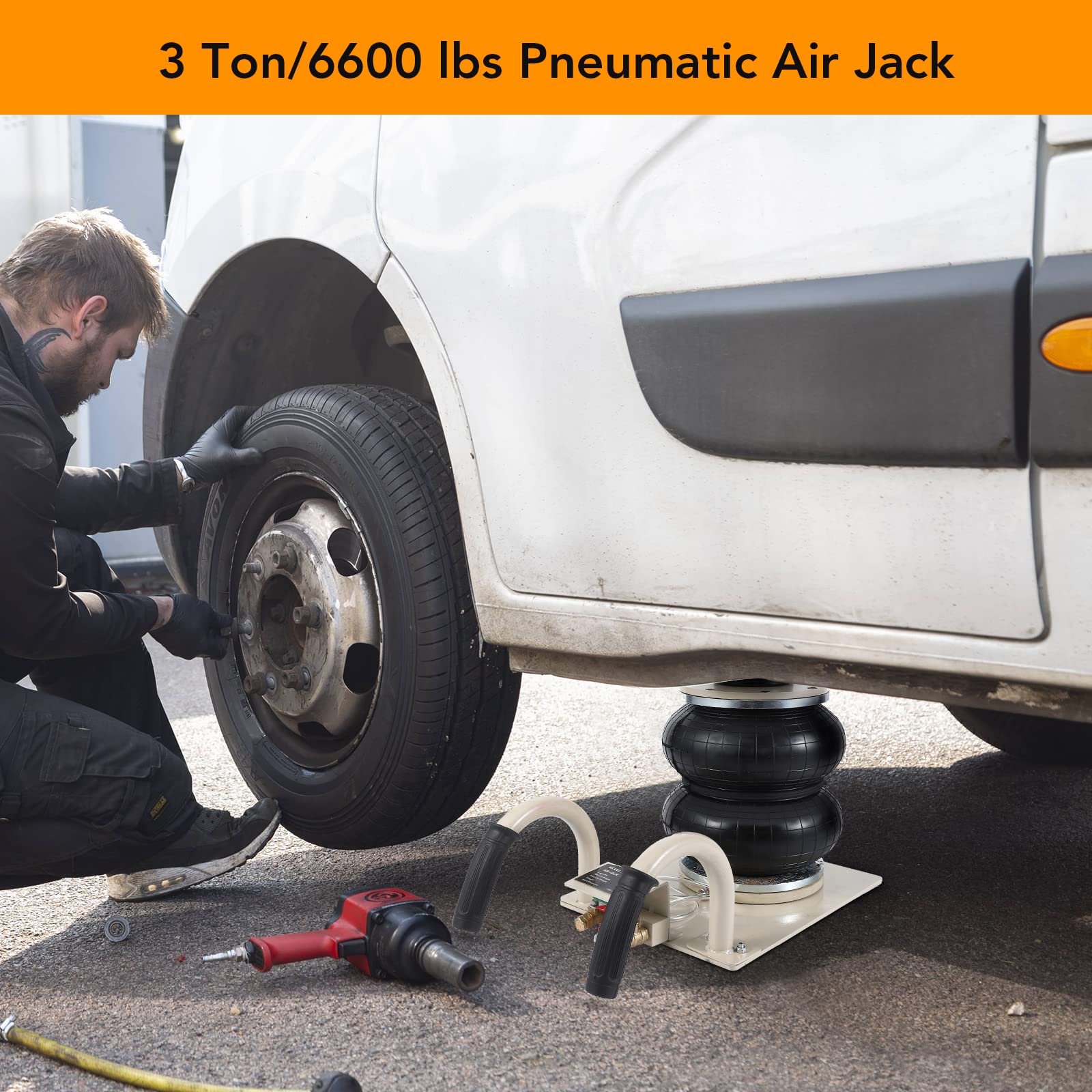 Garvee 3 Ton 4400LBS Air Bag Jack, 11.8" Lift, Short Handle for Cars