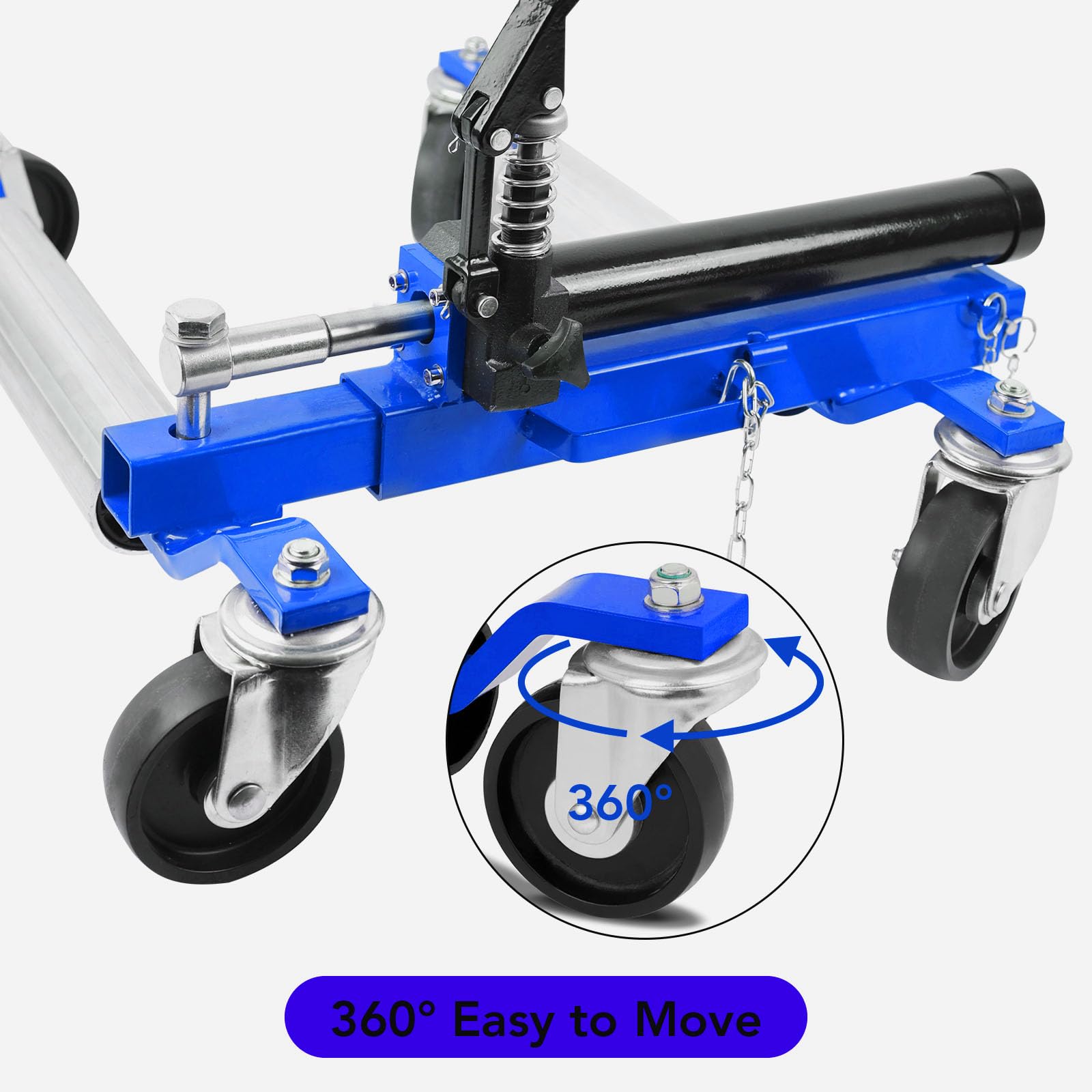 Garvee 4Pcs Car Wheel Dolly With Hydraulic Tire Jack For Vehicle Positioning, 1500LBS Capacity, Blue, Fits Up To 12 Inch Wheels