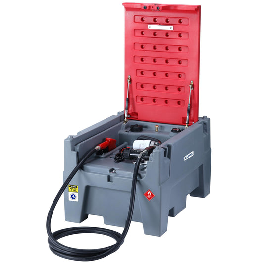 Garvee Portable Diesel Tank 60 Gallon Capacity With 12V Electric Transfer Pump And 13.1ft Rubber Hose For Easy Fuel Transportation, Red