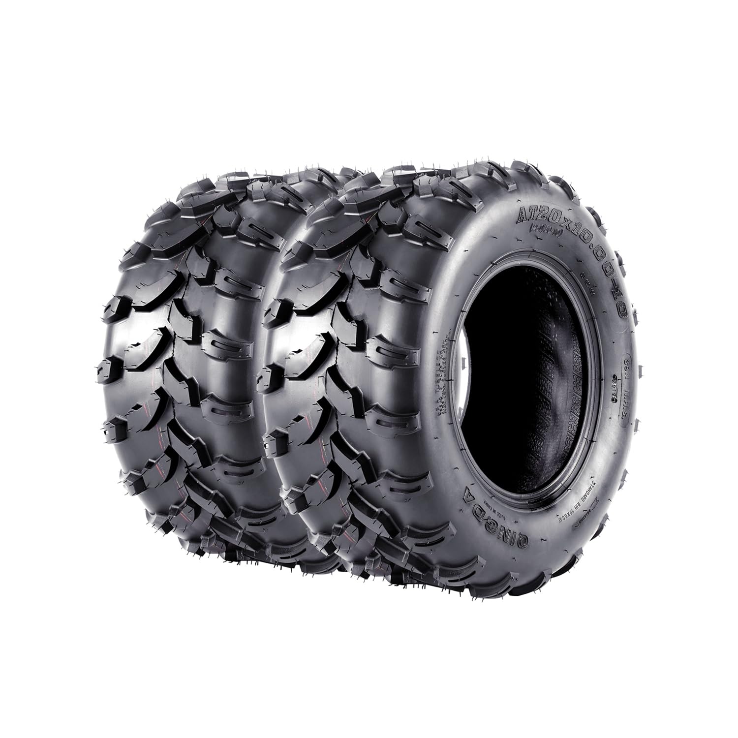 Garvee AT20x10-10-4PR ATV Tires, All Terrain ATV UTV Mud Trail Tires(Set of 2, Tubeless)