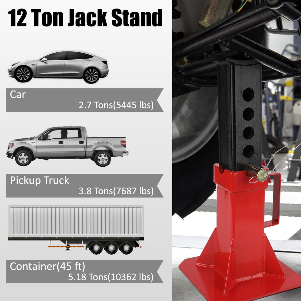 Garvee Heavy-Duty Pipe Jack Stand, 11 -18 Inch Adjustable Folding Pipe Stand, Ideal for Welding, Automotive, and Construction Projects - 12T