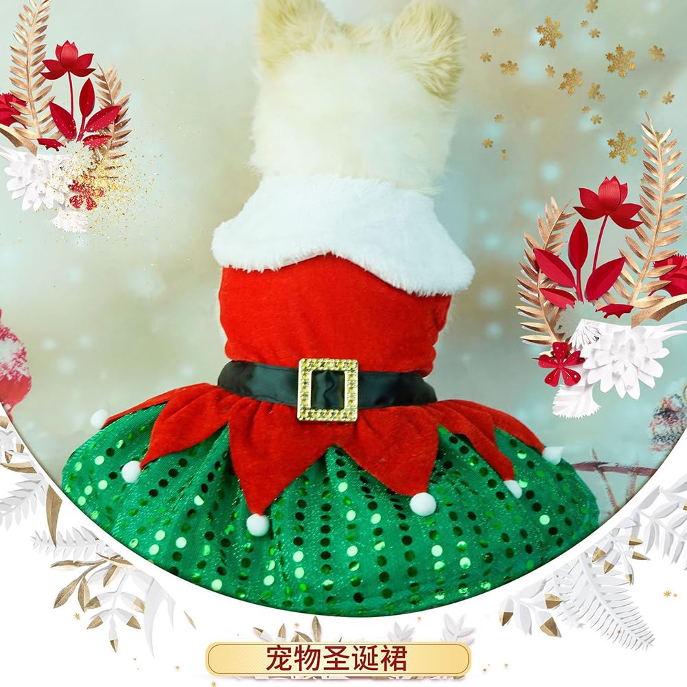 Garvee Dog Christmas Dress 3 Decorative Buckle Design Soft Comfortable Fleece Pet Clothes for Small Medium Large Dogs M Christmas red