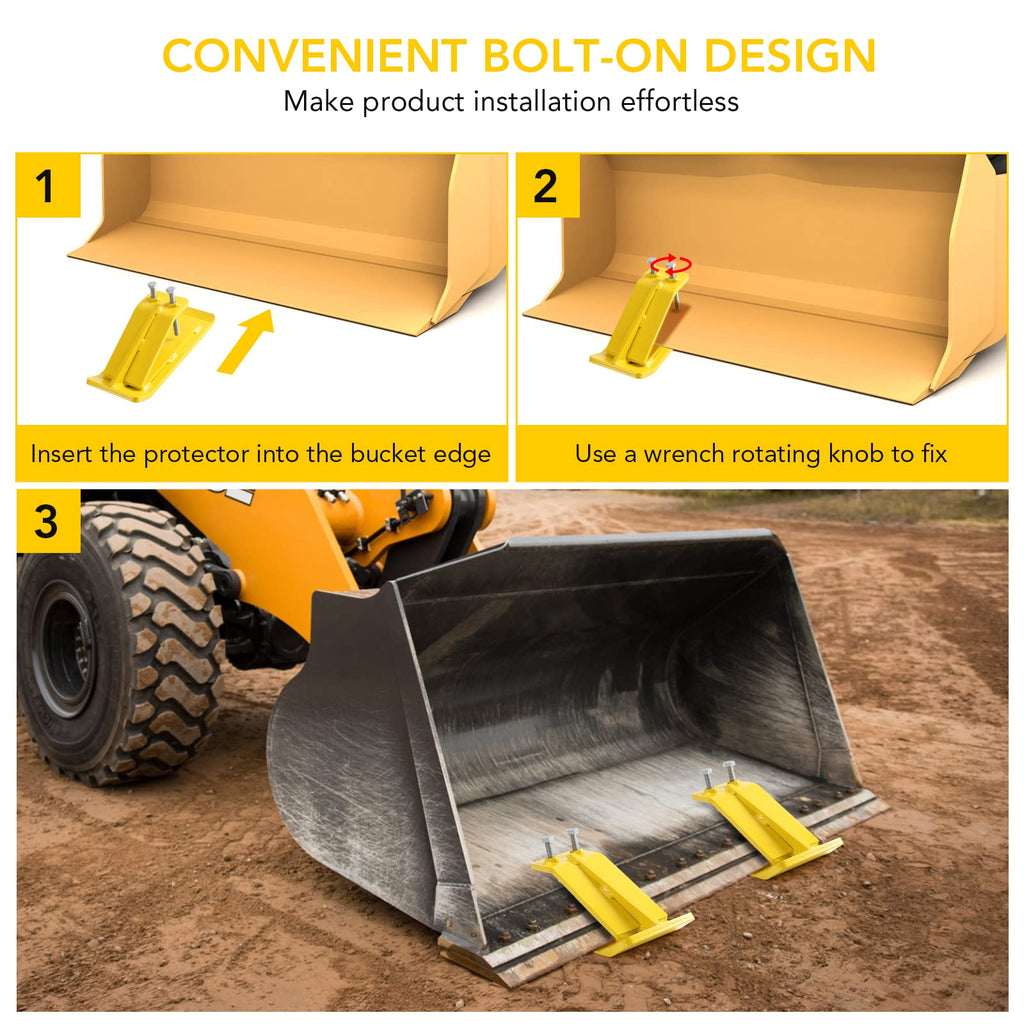Garvee 2Pcs Yellow Tractor Bucket Ski Edge & Turf Skid Protector