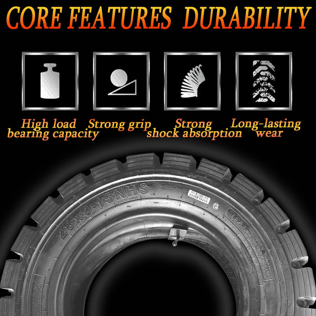 Garvee Set of Two 28x9-15 Heavy Duty Forklift Tire 14 PLY with Tube Flap - Tube Type, 28x9x15 Durable Industrial Forklift Tires, 2PCS