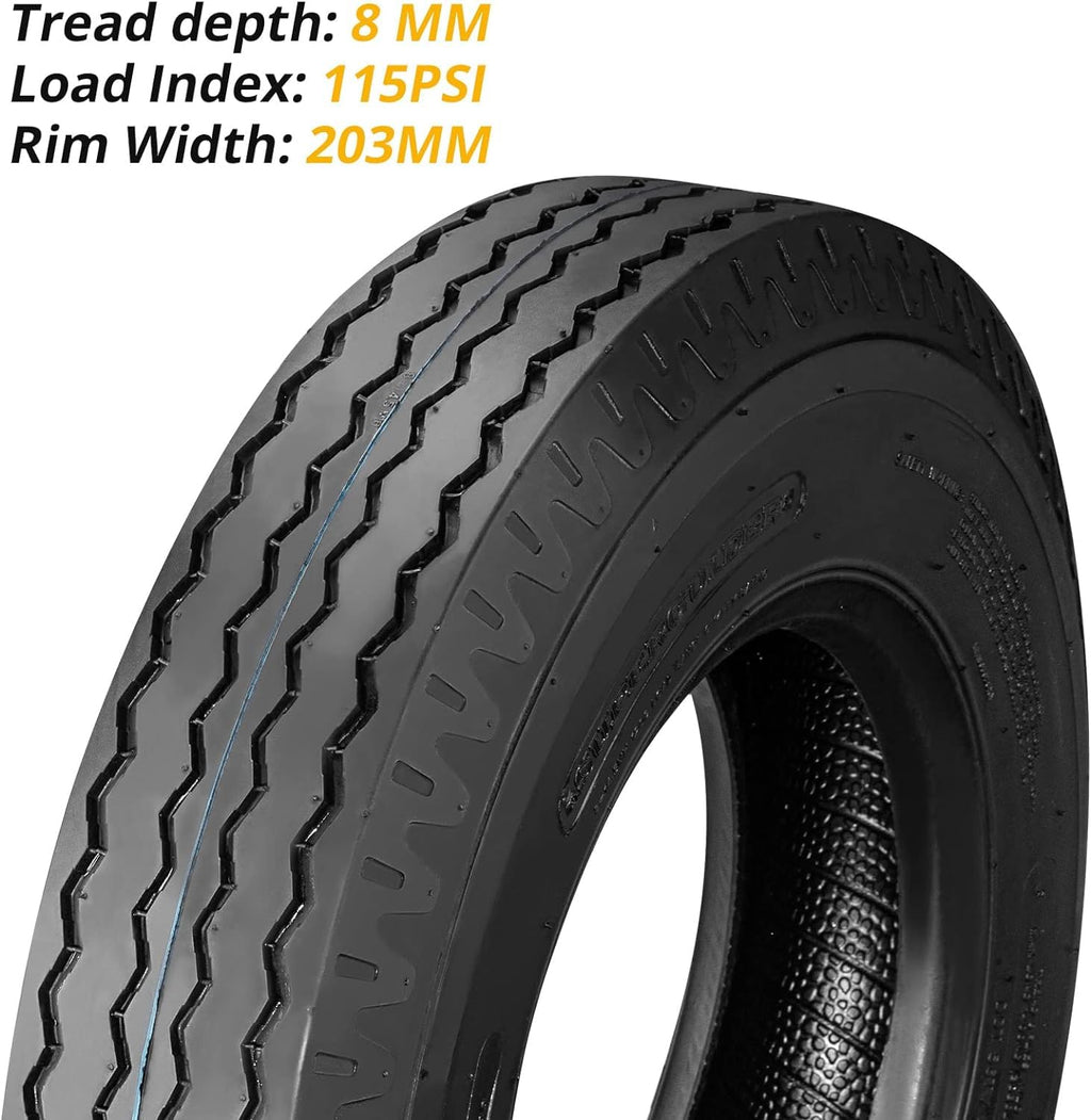 Garvee 4 PCS Trailer Tires 8-14.5 14PR Load Range G For Agricultural Terrains 14.5'' Rim Black