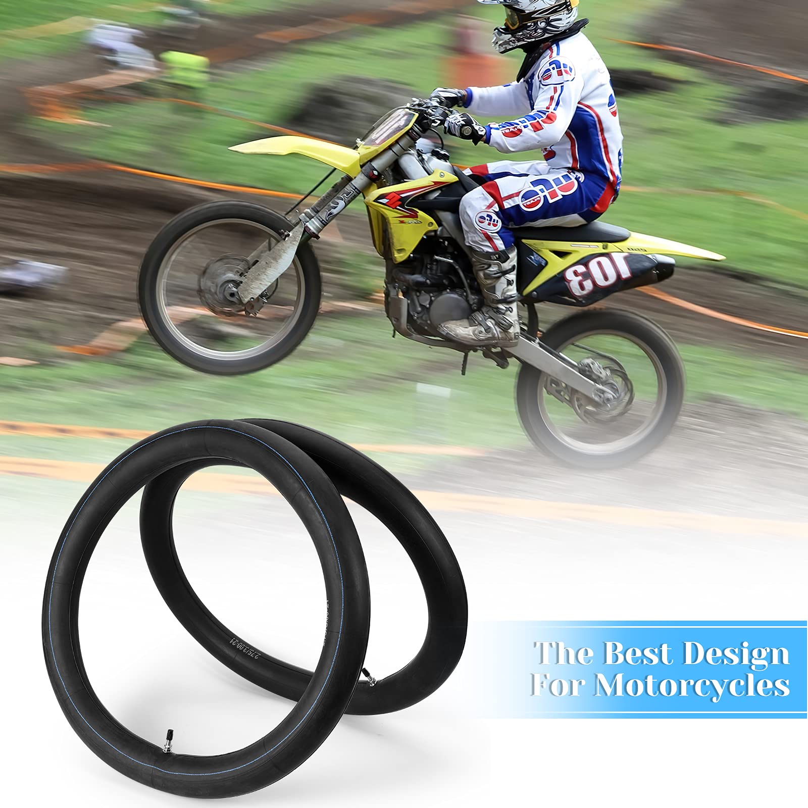 Garvee 2PCS 2.75/3.00-21 Shradler Valve Dirt Bike Inner Tube, 80/100-21 Replacemen Inner Tubes Fits Motorcycle with 21" Tire Compatible with CR250R 450R 500R XR 200 250 Yamaha YZ125 TTR230 TTR250