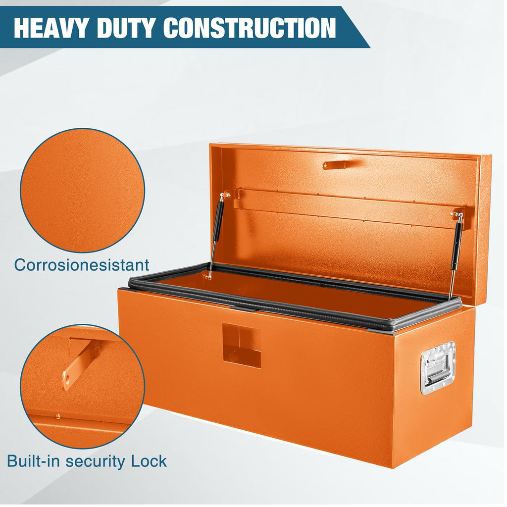 Garvee 36"x15"x15" Steel Truck Bed Tool Box, Trailer Tongue Storage Organizer Chest, for Truck Bed, RV, Trailer, Orange