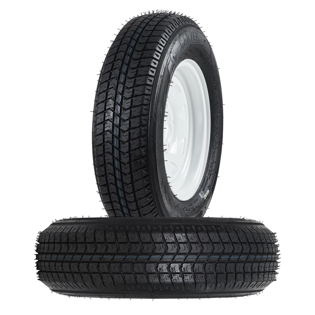 Garvee ST205/75D14 Trailer Tire and Wheel Assembly, Heavy-Duty Load Range C 6PR, 5 Lug White Modular Wheel, 14 Inch Tires for Utility and Boat Trailers, Set of 2