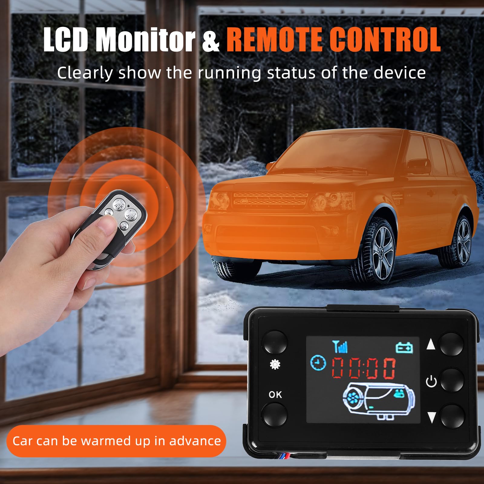 Garvee 5KW 12V Diesel Heater, All-in-One Diesel Air Heater, Portable Diesel Heater with Remote Control & LCD Monitor, Quick Heating for Car,RV,Truck, Camper,Trailer,Red