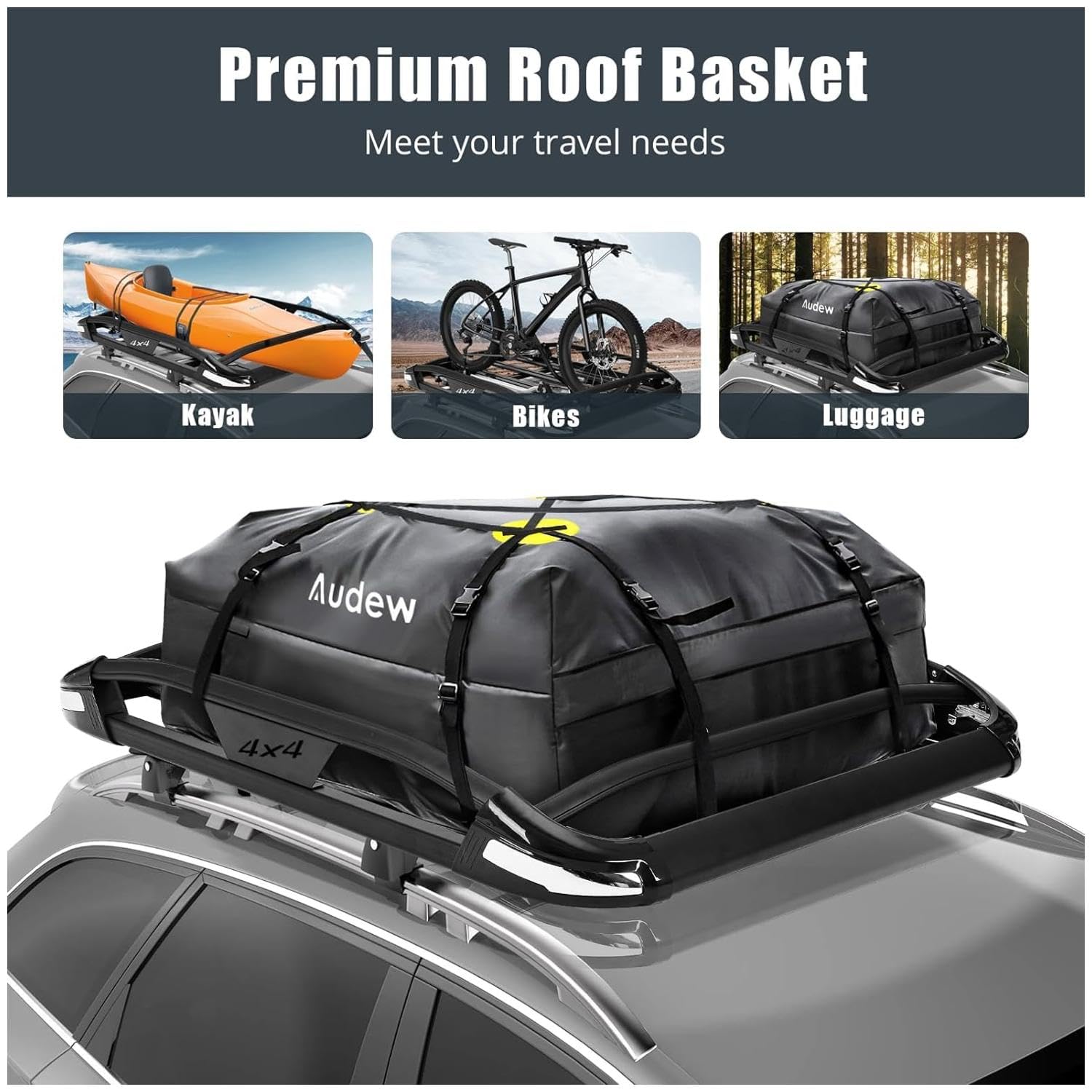 Garvee Roof Rack Cargo Basket, 50 x 38 x 6.3 inches, 165 Lbs Capacity Anti-Rust Rooftop Cargo Carrier for SUV, Car and Truck, Product Weight 20.48 Pounds