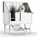 Garvee 50" Dog Washing Station, Professional Stainless Steel Pet Dog Grooming Bath Tub with Bathing Station & Stairs, Washing Sink for Home