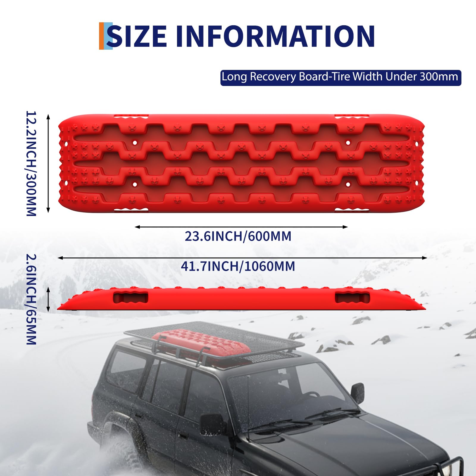 Garvee 2 Pack Off-Road Traction Boards - Recovery Boards for Snow and Sand, 41.7"x12.2"x2.6", Includes Carry Bag
