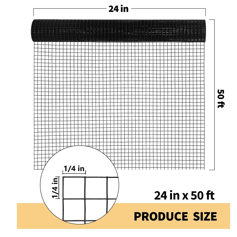 Garvee Hardware Cloth 23 Gauge Vinyl Coated and Galvanized Alloy Steel Wire Mesh Roll, 1:2inch Chicken Wire Fencing Mesh, Wire Fence Roll for Garden Pet/Poultry Enclosures Protection - 23 Gauge 24inchx50ft