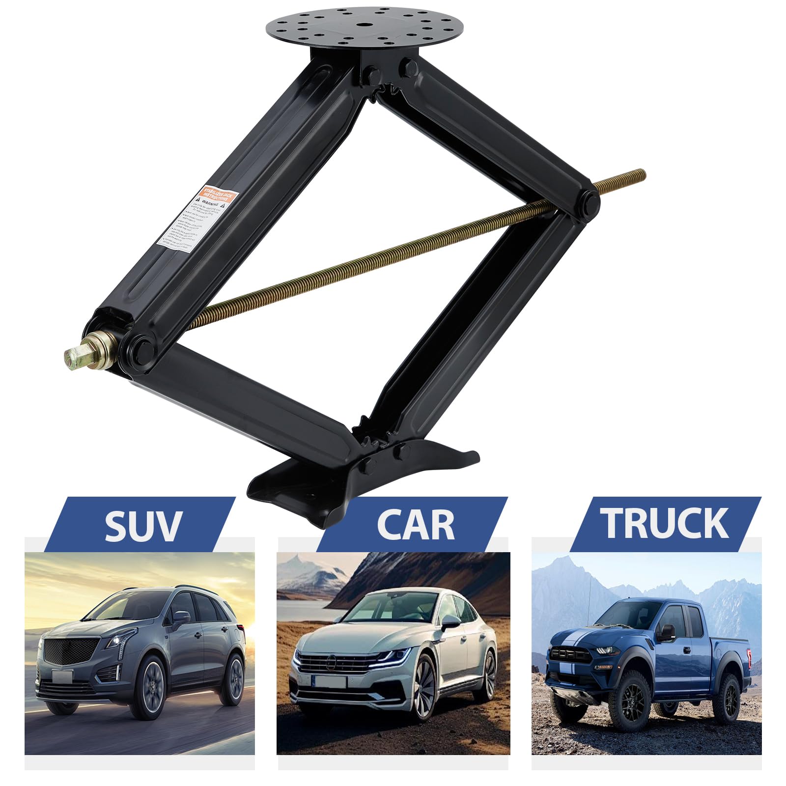 Garvee 5000 lbs RV Scissor Jacks, 30" Heavy-Duty Steel Leveling Stabilizers for Campers, Trailers, 5th Wheels, and Motorhomes, Includes Crank Handle, Black, 1 pc