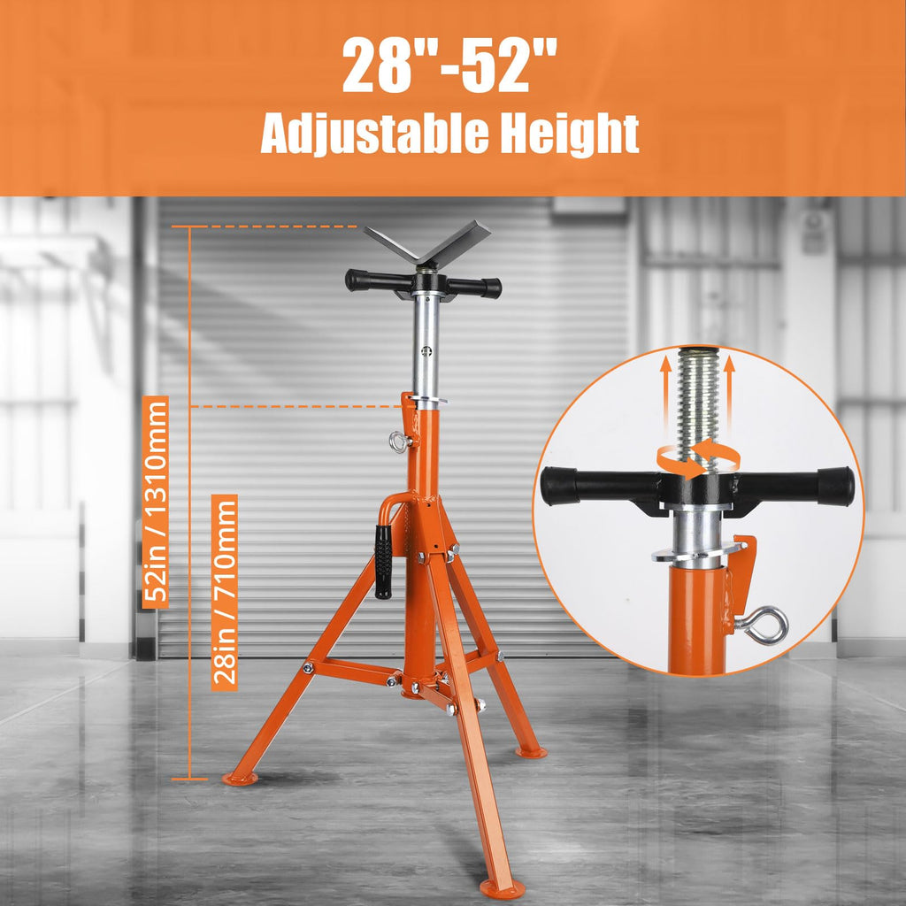 Garvee Heavy-Duty Pipe Jack Stand, 28 -52 Inch Adjustable Folding Pipe Stand, Ideal for Welding, Automotive, and Construction Projects - 2500 Lbs (Orange))