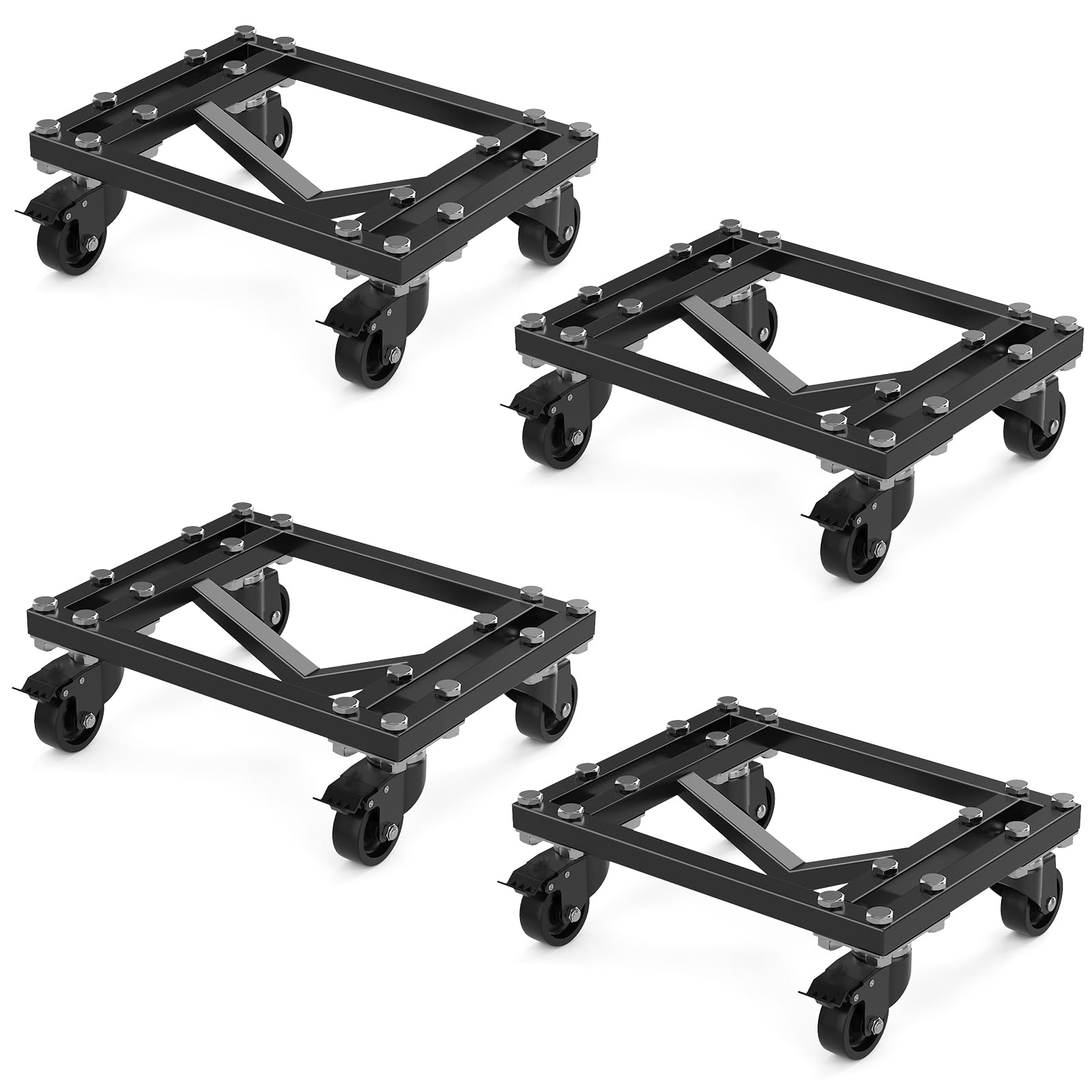 Garvee Car Dolly Set of 4, 6000 LBS Heavy Duty Wheel Dollies with Lockable Swivel Casters, Vehicle Movers for Auto Shop Garage, Black