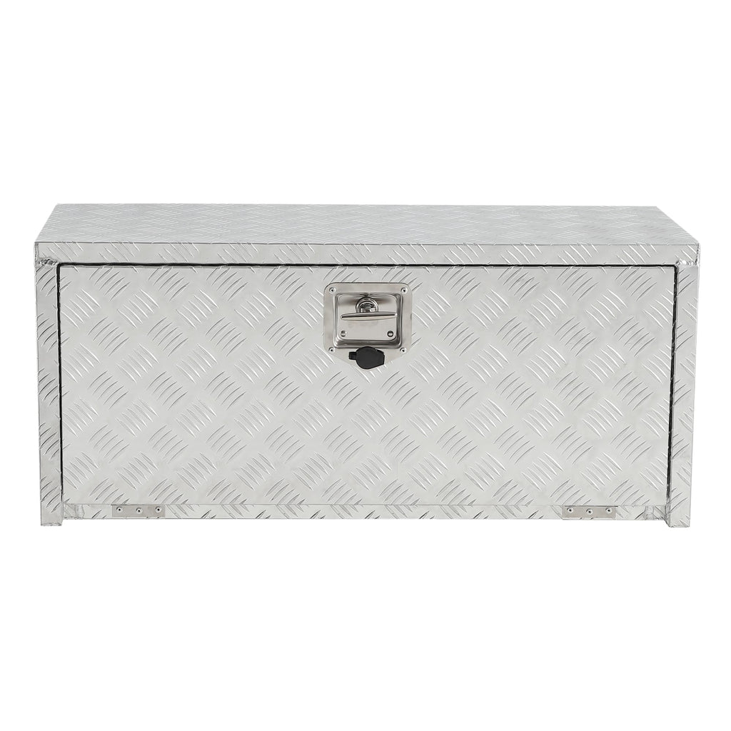 Garvee 30"x 14"x16" Heavy Duty Aluminum Tool Underbody Box Waterproof Truck Storage Organizer Chest for Pick Up Truck Bed RV Trailer, Silver