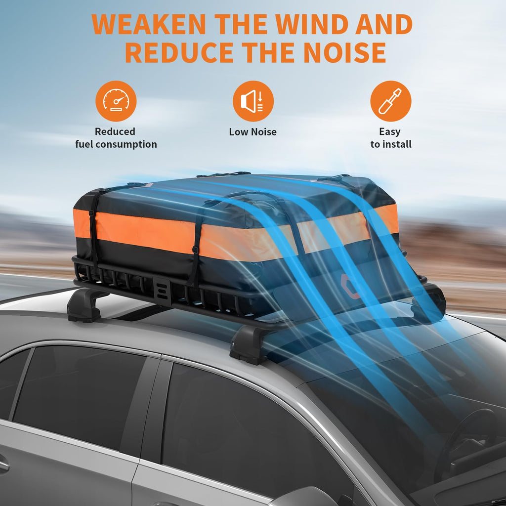 Garvee Roof Rack Cargo Carrier Basket Universal Rooftop 51''X36''X5'' Black with Cargo Net and Waterproof Bag for Pick Up Trucks, 200lbs Capacity