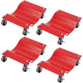 Garvee 4-Pack 6000 lb Steel Car Dollies, 12" × 16" anti-slip platforms, for Vehicle Moving & Garage Storage, Red