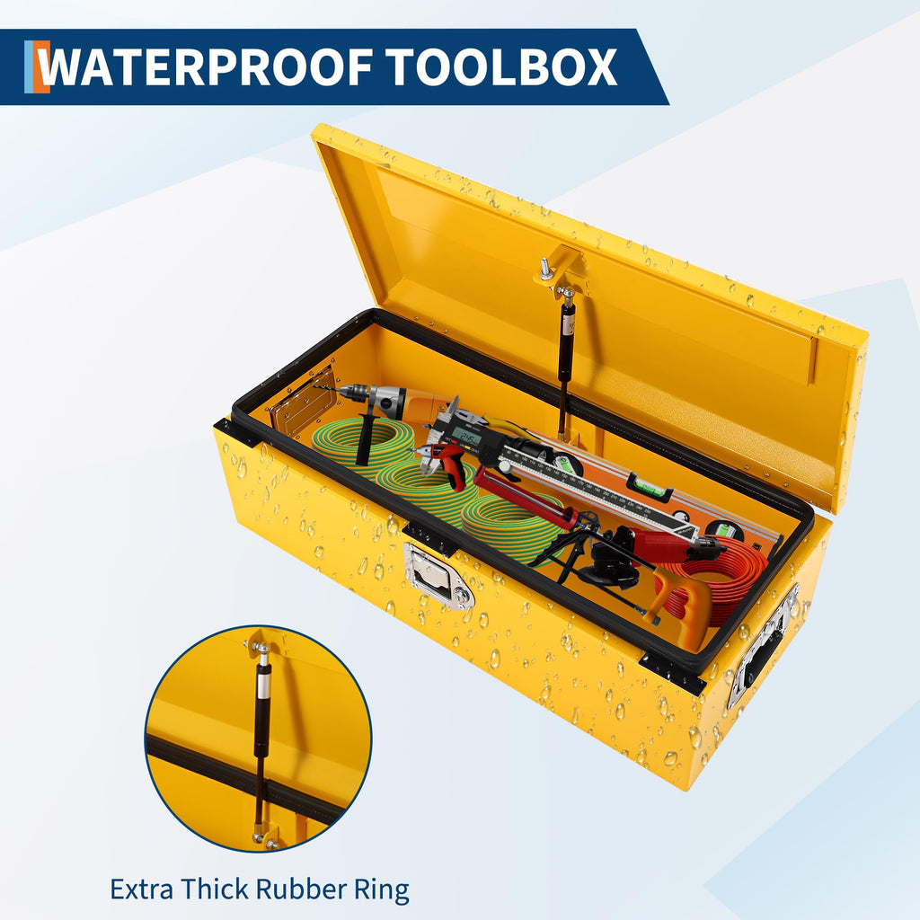 Garvee 20-Inch Steel Truck Bed Tool Box - Diamond Plate Design with Side Handle and Locking Keys, Compact and Durable Storage for Pickup Trucks, RVs, and Trailers, Yellow