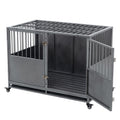 Garvee 48 Inch Heavy-Duty Dog Crate with Double Door Wheels Carbon Steel for Small Medium Large Dogs Silver One Size