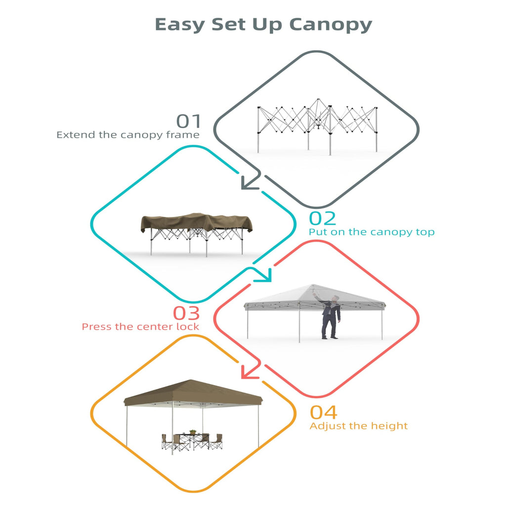 Garvee 10' X 10' Pop Up Canopy, Waterproof & UV Resistant Commercial Instant Craft Fair Canopy Tent Outdoor Events Instant Shelter for Farmer Market, Party, Event, Patio, Khaki