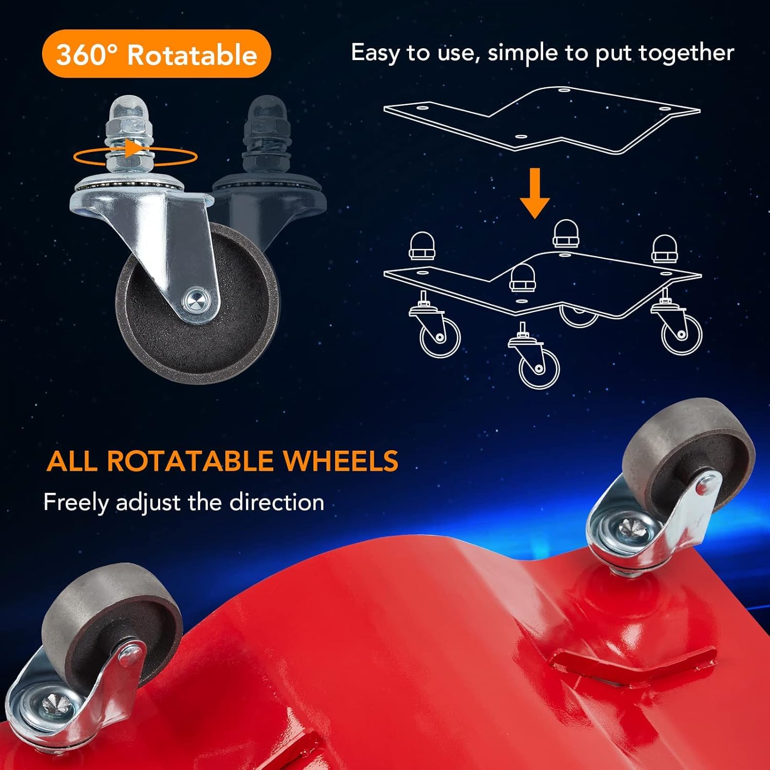 Garvee Car Dolly Set of 4, 6000LBS Capacity Wheel Dolly, Heavy Duty Vehicle Dolly Upgraded, Steel Tire Skates with Brakes, 4pcs
