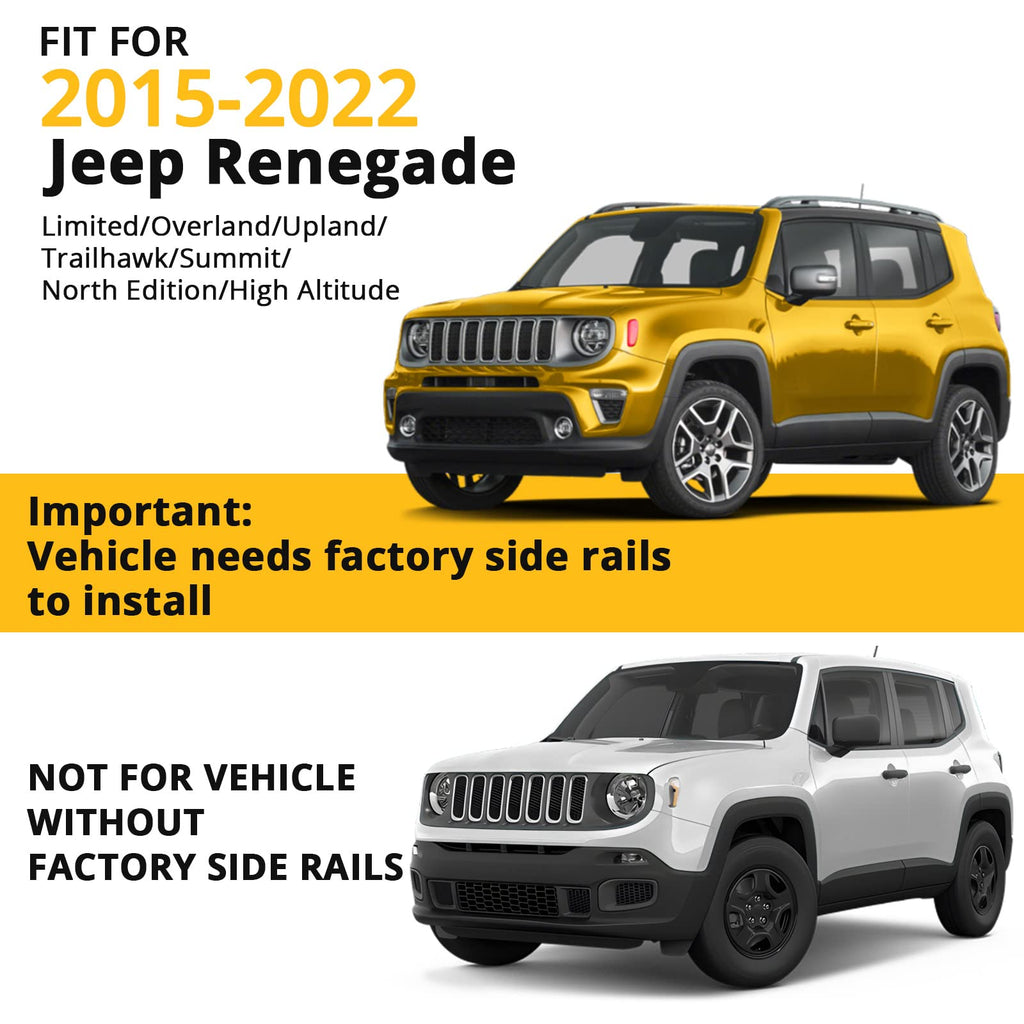 Garvee Car Roof Rack Cross Bars for 2015-2022 Jeep Renegade, Aluminum Roof Bars with Grooved Side Rails for Cargo, Kayak, Bike & Snowboard