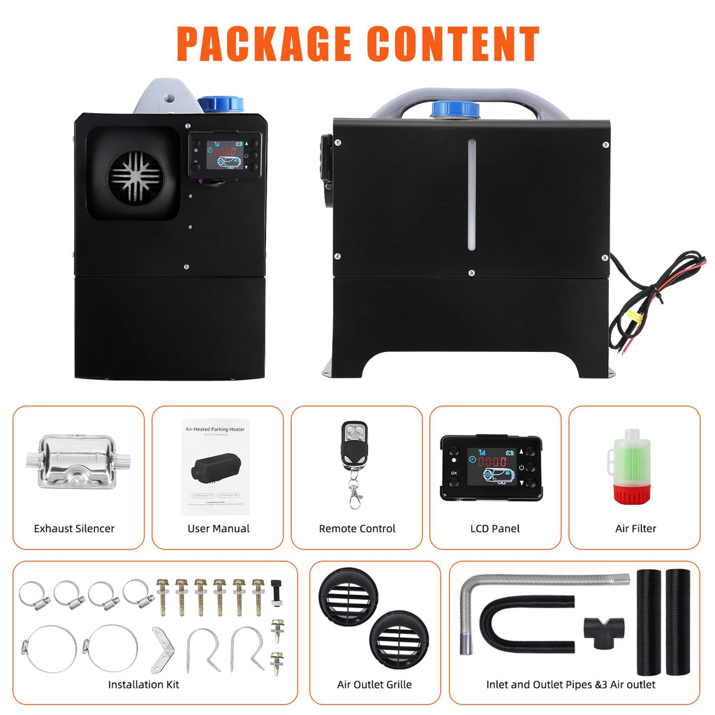 Garvee 8KW 12V Diesel Heater, All-in-One Diesel Air Heater, Portable Diesel Heater with Remote Control & LCD Monitor, Quick Heating for Car,RV,Truck, Camper,Trailer,Black