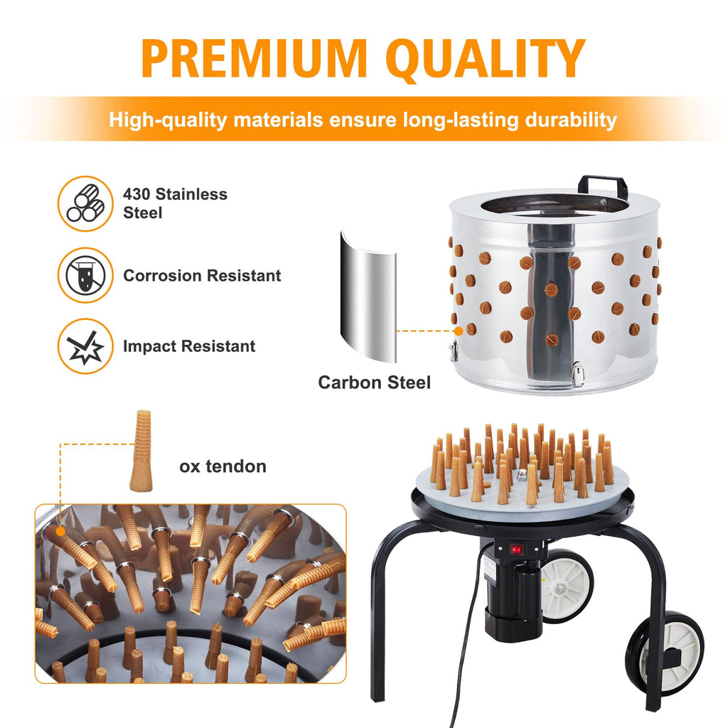 Garvee 20 Inch Chicken Plucker Machine, 550W Efficient Commercial Chicken Plucker, Poultry Plucking with 106 Soft Fingers, Suitable for Chickens, Ducks, Pigeons and Other Poultry