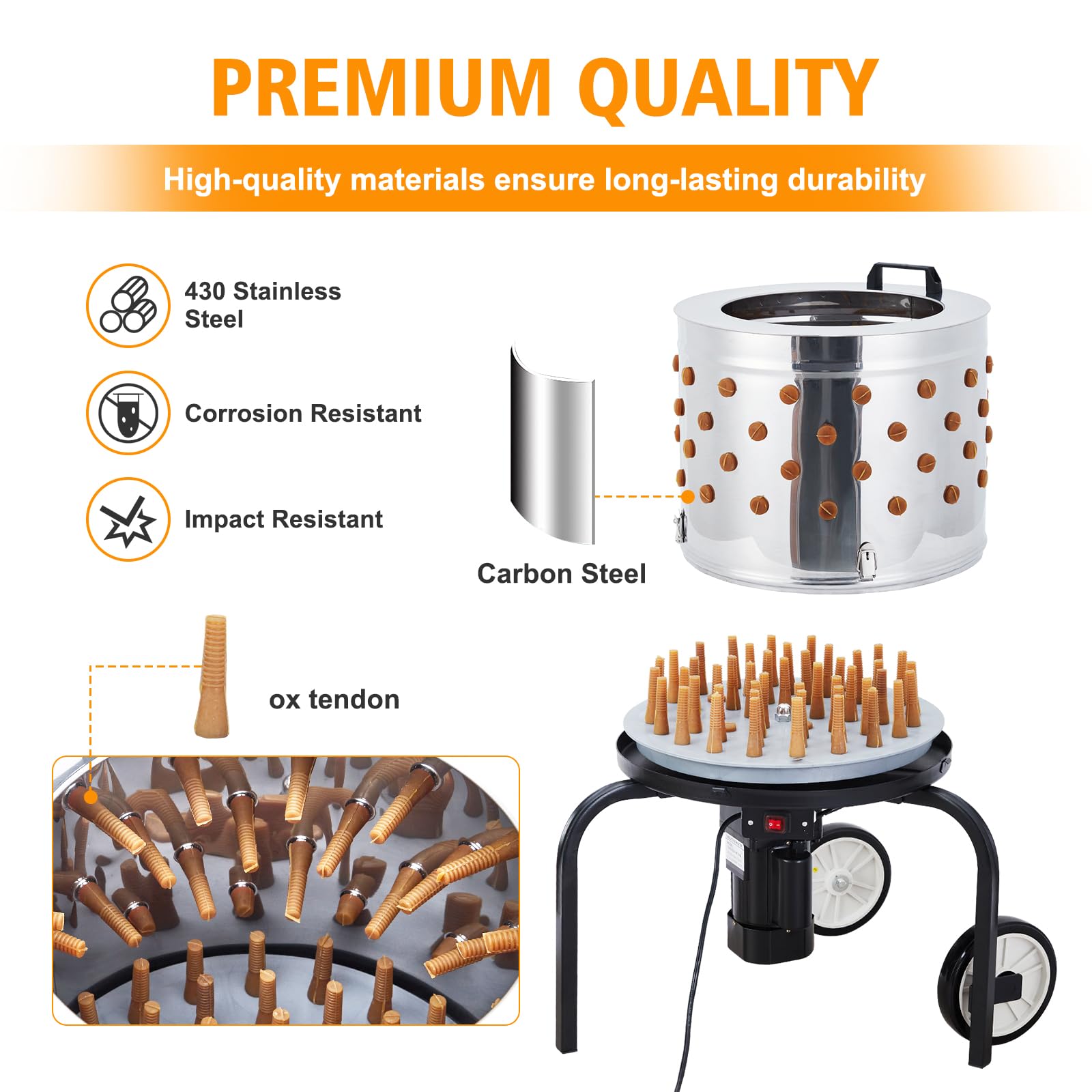 Garvee 20 Inch Chicken Plucker Machine, 550W Efficient Commercial Chicken Plucker, Poultry Plucking with 106 Soft Fingers, Suitable for Chickens, Ducks, Pigeons and Other Poultry