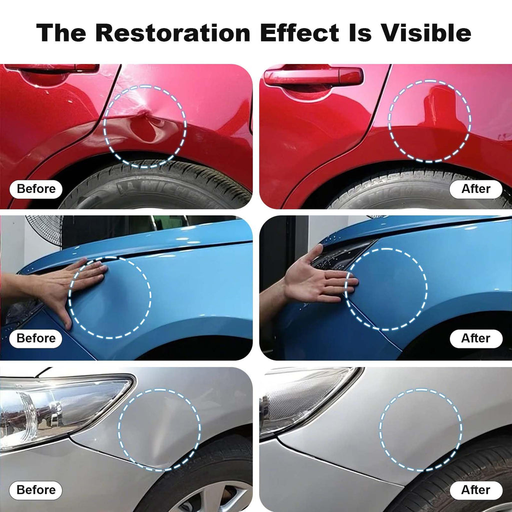 Garvee Paintless Dent Repair Kit - Stainless Steel Dent Puller & Rubber Hammer for Auto Body DIY Car Repair, Multi-Size, Black