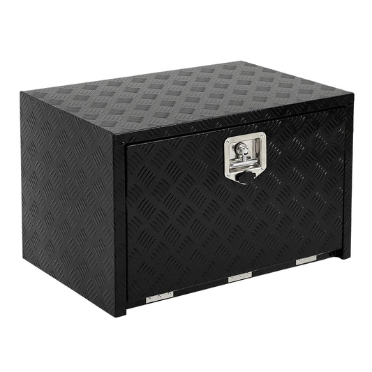 Garvee 18"X18" Heavy Duty Aluminum Underbody Tool Box, Waterproof Truck Storage Organizer for Pickup Truck Bed and RV Trailer, Black