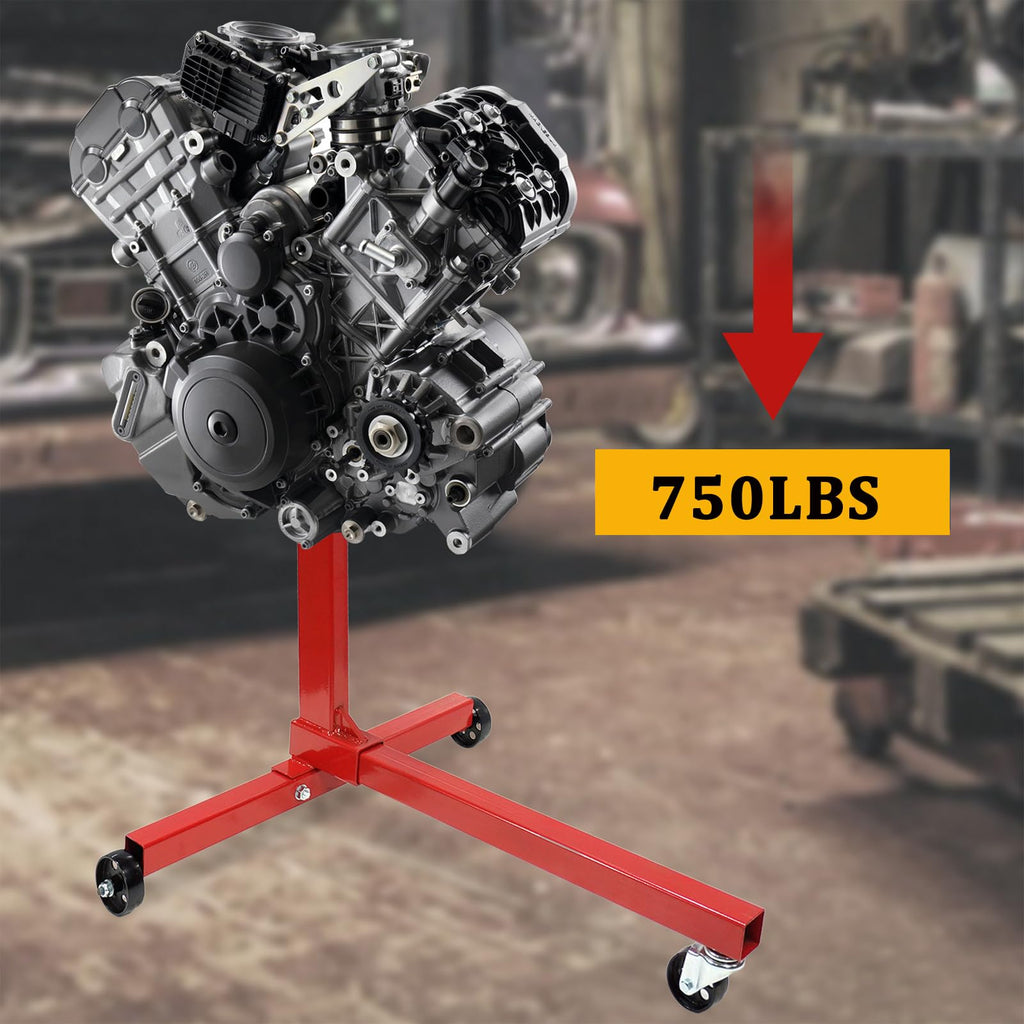 Garvee Rotating Engine Stand, 1000LBS Capacity 360 Degree Rotating Head Adjustable Motor Stand with Arms and Caster Wheels, Auto Truck Motor Dolly Mover Jack - 750LBS