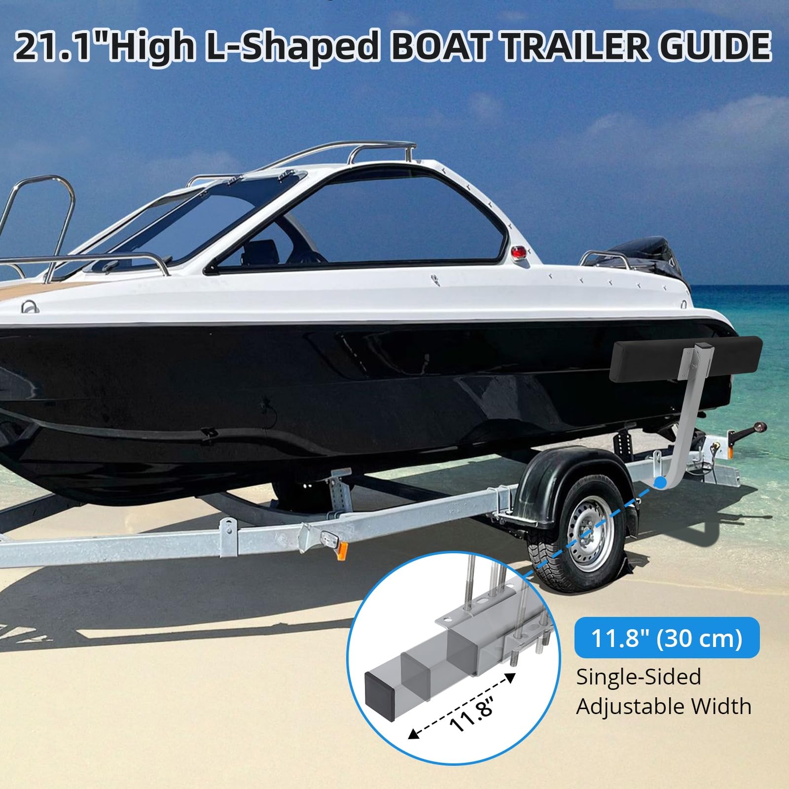 Garvee Boat Trailer Guides, 20" Inch Carpeted Guide On Tilting Side Bunks, 2 Foot Bunk Boards Kit, for High Beam, Box or C-Channel Trailers with Mounting Frames and Hardware