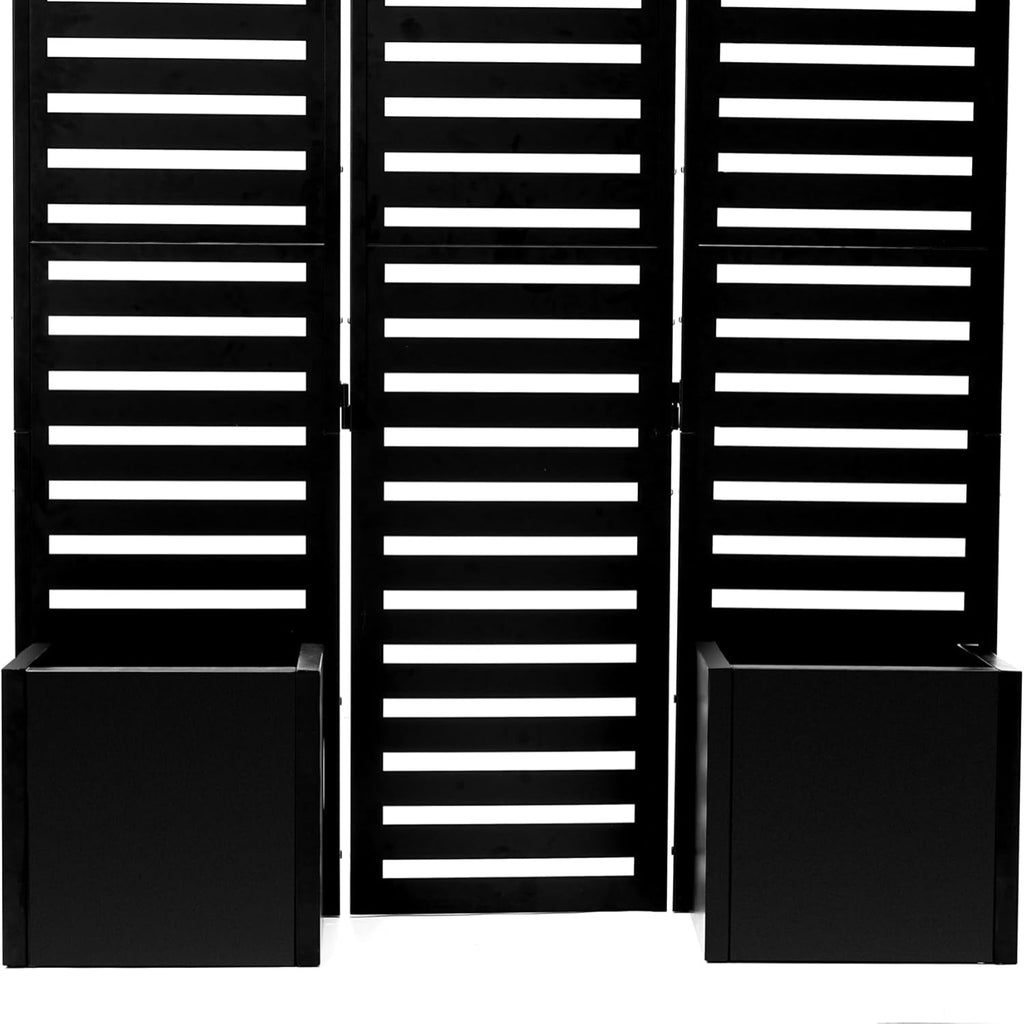 Garvee 52x70x28 Privacy Screen Metal Garden Fence Panel with Planter Box, 3-Panel Freestanding Divider, Self-Draining Raised Beds, Durable Metal, Outdoor Patio Deck Yard