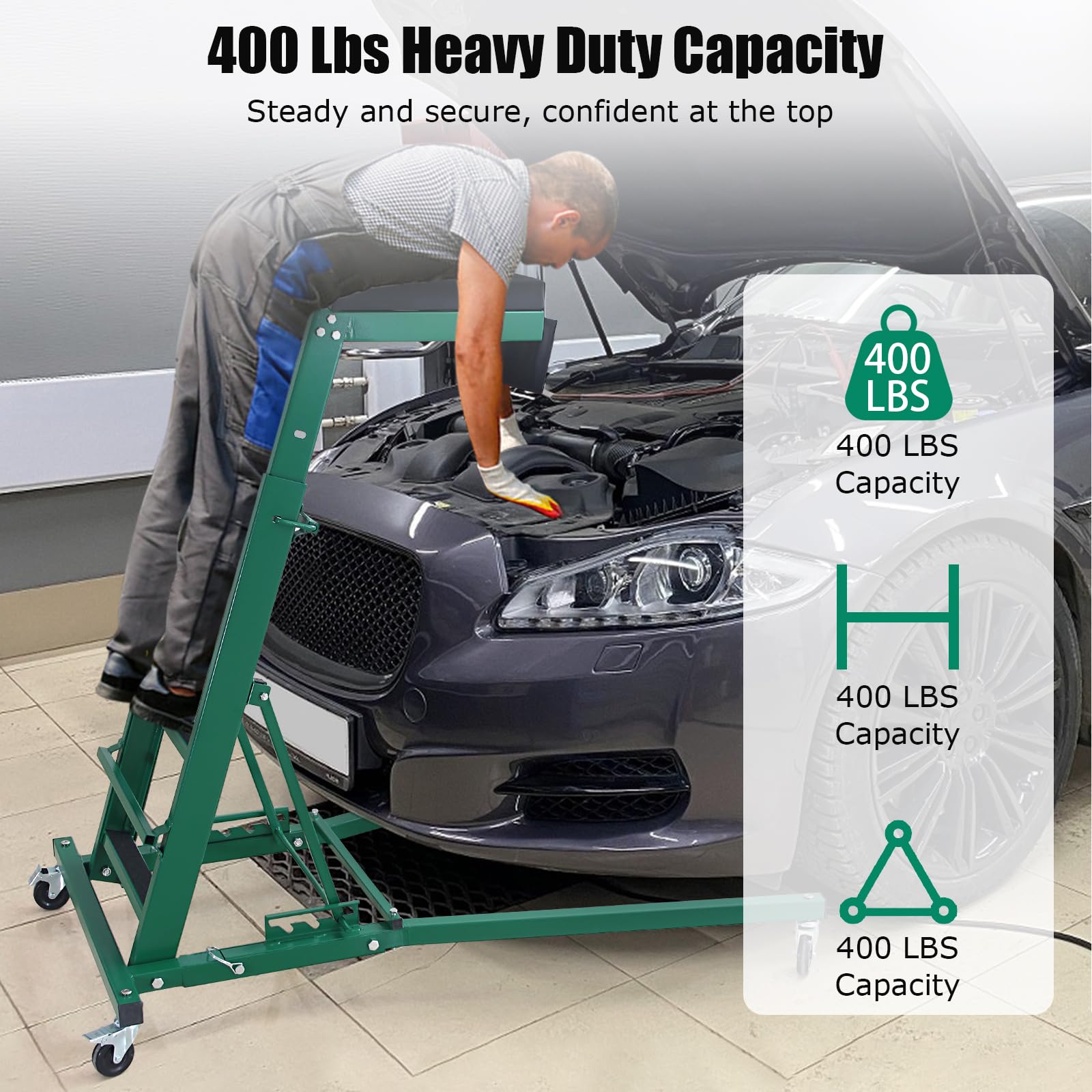 Garvee Adjustable Automotive Engine Creeper, Engine Creeper 48"-66", Top Automotive Creeper 400 Lbs Capacity for Home Garage, Workshop Repair Maintenance