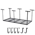 Garvee 4x8 FT Overhead Garage Storage Rack, 22"-40" Height Adjustable Ceiling Storage Rack 660lbs Weight Capacity, Heavy Duty Metal Hanging Storage Shelves for Garage (Black, Vertical Post x 6)